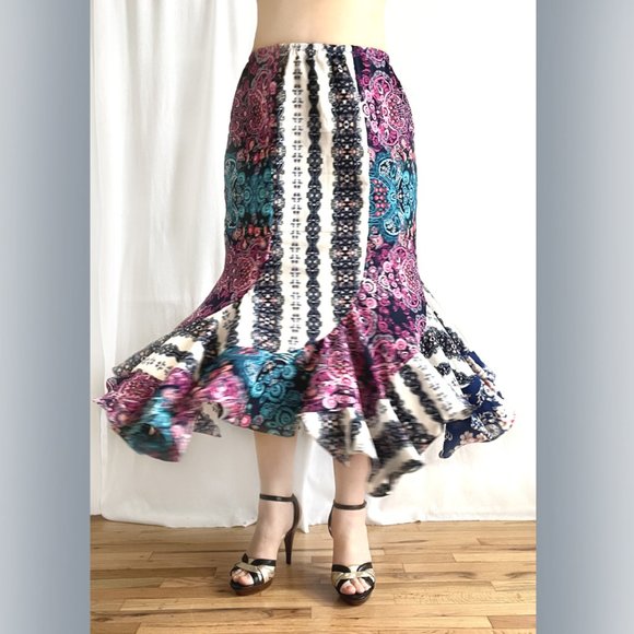 Multicolor swirl skirt. Ameynra by Sofia. Paisley-n-flowers. Size M. Midi. New - Picture 1 of 3